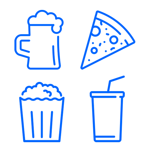 graphic icons of drinks and food snacks