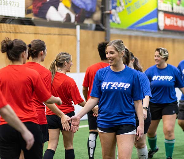 Adult League players congratulate each other on a good game at Arena Sports