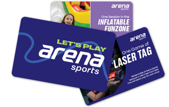 Array of gift card for Arena Sports 