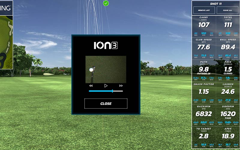 Picture of the swing data available when using the Golf Simulator at Arena Sports Issaquah